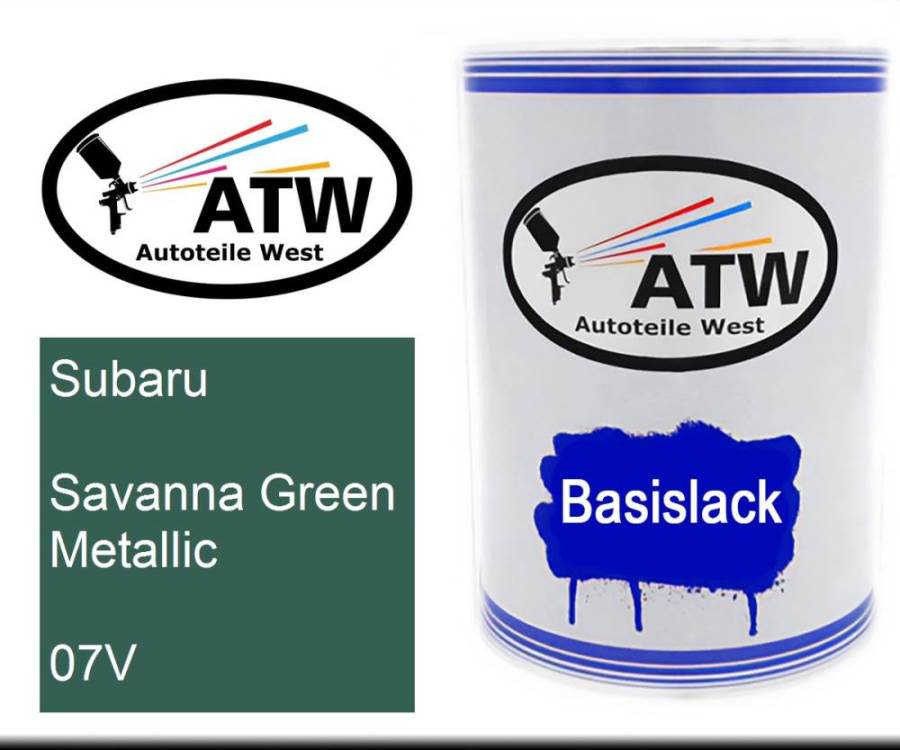 Subaru, Savanna Green Metallic, 07V: 500ml Lackdose, von ATW Autoteile West.